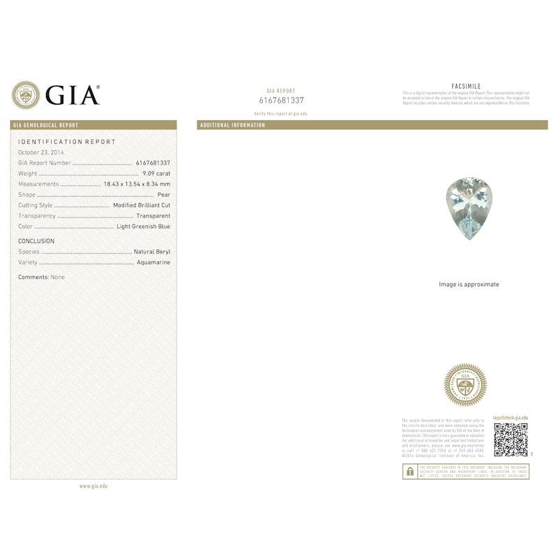 Auriya Platinum 9ct Aquamarine and 1/2ct Diamond Halo Necklace - GIA-Certified - White