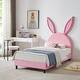 preview thumbnail 12 of 31, VECELO Wooden Cute Rabbit Twin Bed Frame with Upholstered Headboard, Kids Bed Frame Set of 2