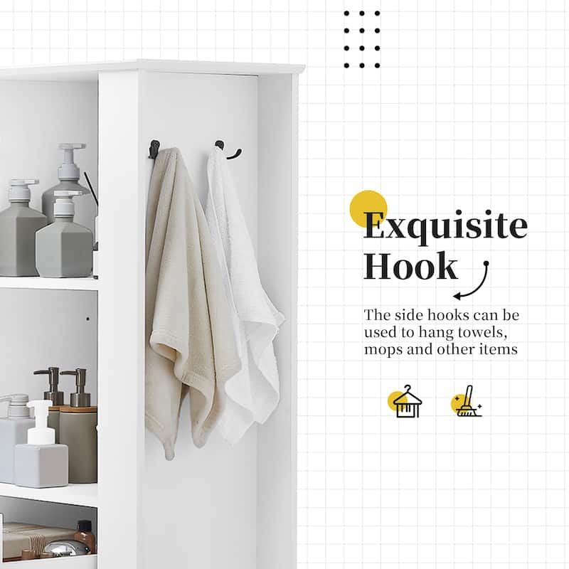 Modern Tall Storage Cabinet with Tilt-Out Compartment, Adjustable Shelves,Soft-Close Hinges and Aluminum Alloy Handles