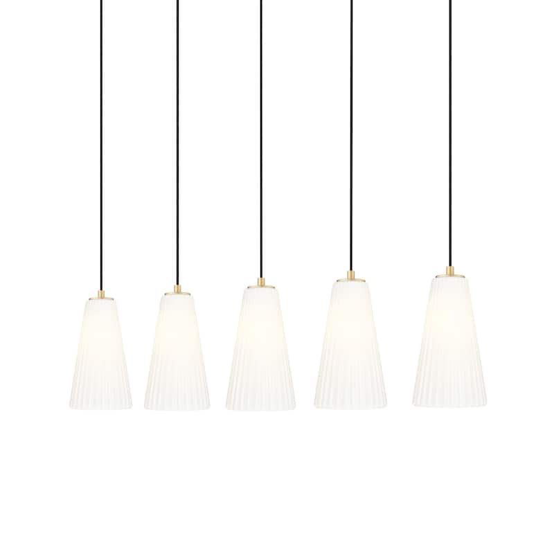 Z-Lite 3043P6-5L Farrell 5 Light 42" Wide Linear Chandelier - Modern Gold