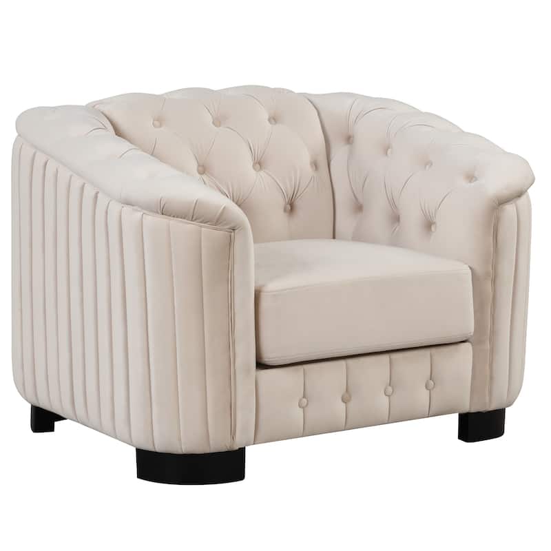Roomfitters 41.5" Velvet Upholstered Accent Sofa Chair with Thick Removable Cushion Modern Single Couch