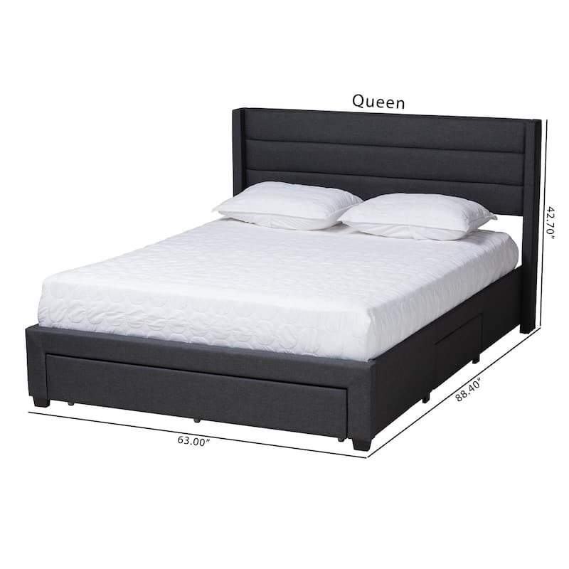 Braylon Mid-Century Modern 3-Drawer Wood Platform Bed