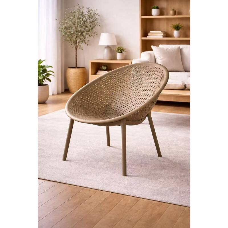 Set of 2 Modern Plastic Lounge Chair Plastic Legs with Polka Dots Spot Breathable for Patio Indoor Outdoor Use