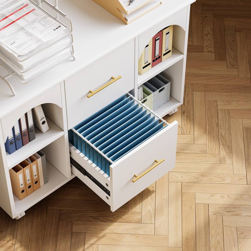 39.3'' Lateral Mobile File Cabinet, 2 -Drawer Storage Cabinet with Wheels