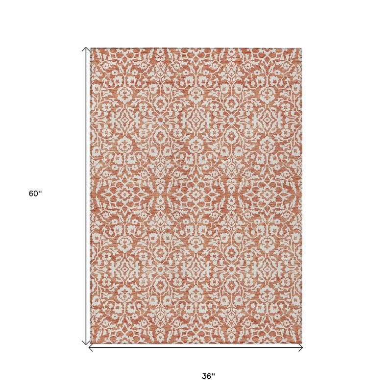 HomeRoots Damask Traditional Rectangle Outdoor Rug