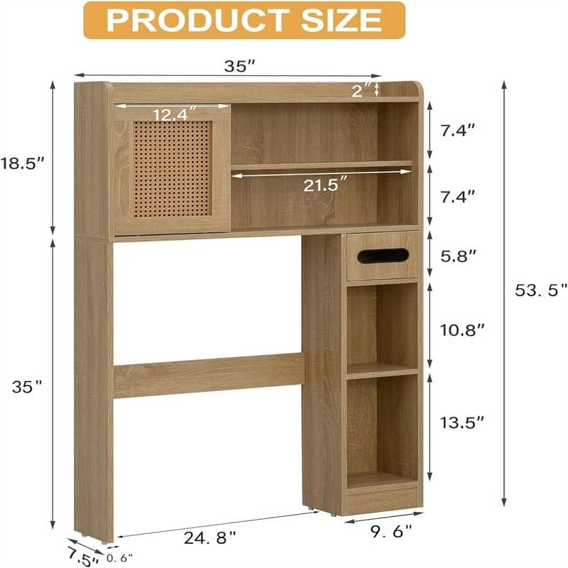 Over The Toilet Storage - 8"D x 35"W x 53"H