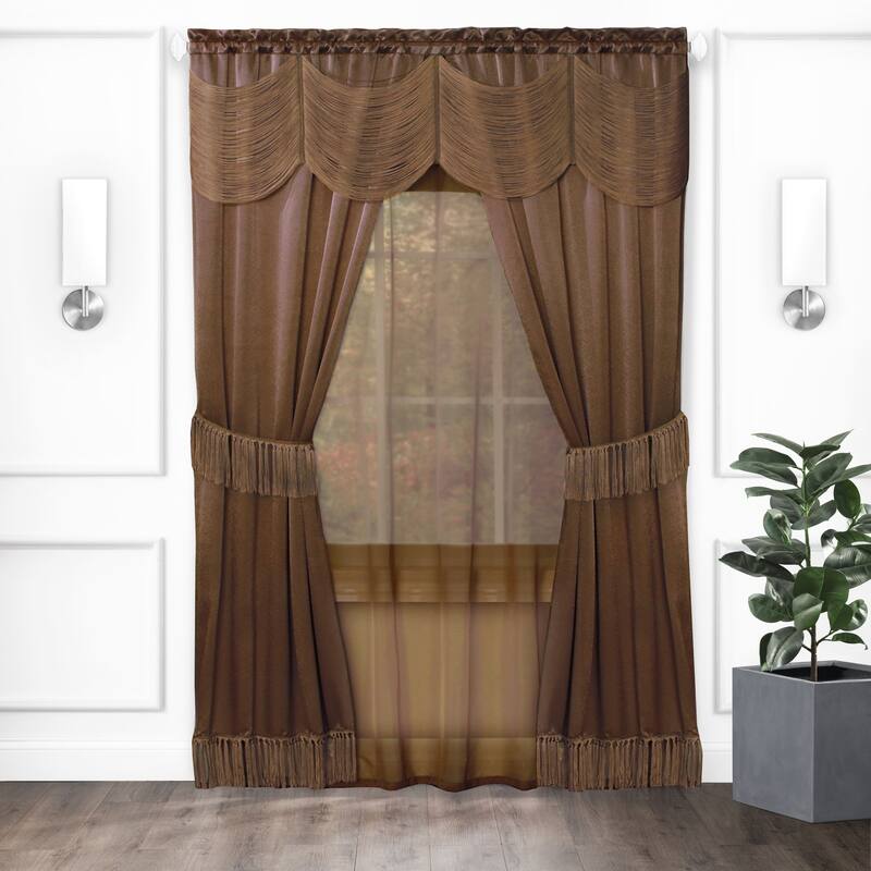Achim Halley 6 Piece Window Curtain Set - 56x84 - Chocolate