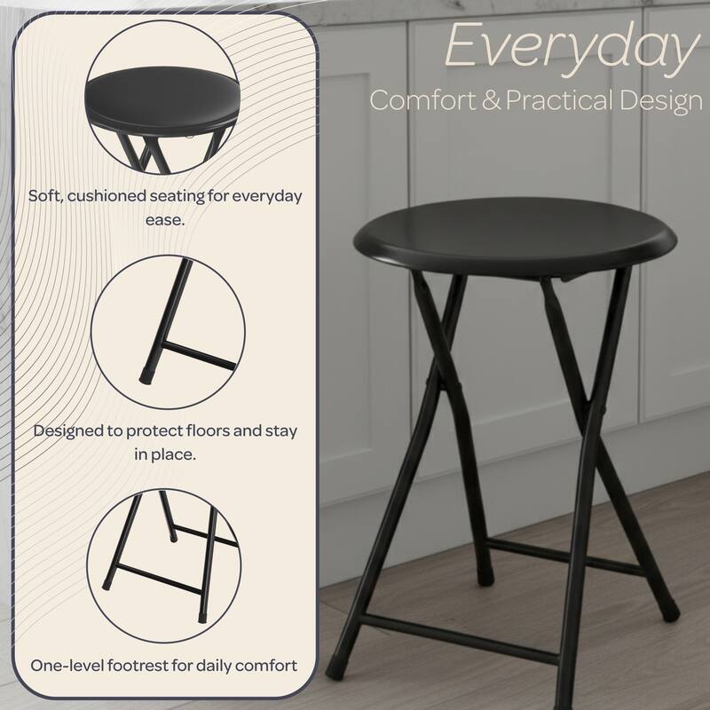 Lavish Home 18-Inch Folding Stool, Black