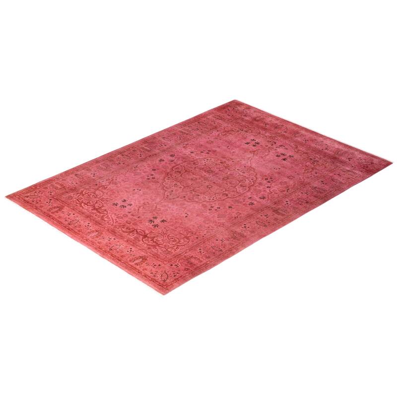Fine Vibrance One-of-a-Kind Hand-Knotted Area Rug - Pink, 4' 8" x 6' 8" - 4' 8" x 6' 8"
