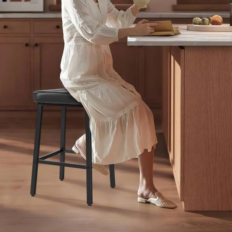 VECELO 24 Inch Backless Barstools (Set of 4), Counter Height Bar Stools for Kitchen Island Counter, Leather Kitchen Stools