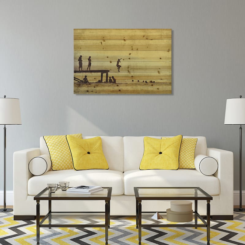 "Summer Lake" Wall Art Printed on Solid Fir Wood Planks