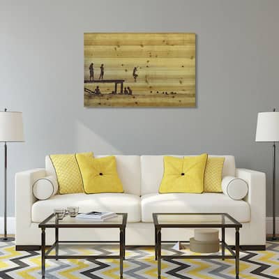 "Summer Lake" Wall Art Printed on Solid Fir Wood Planks
