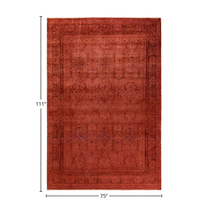 Fine Vibrance, One-of-a-Kind Hand-Knotted Area Rug - Pink, 6' 3" x 9' 3" - 6' 3" x 9' 3"