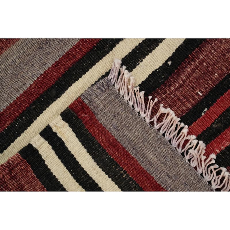 Hand Woven Oriental 100% Wool Carpet Southwestern Geometric Red Kilim Area Rug - 10' 4'' X 4' 7''