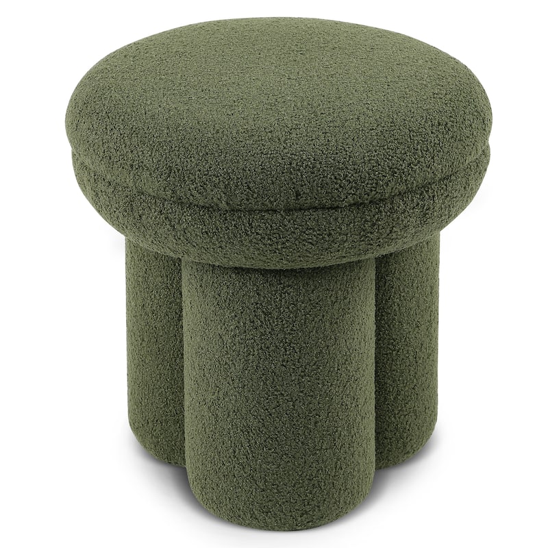 24/7 Shop At Home Modern Boucle Upholstered Ottoman with Tri-Pillar Pedestal