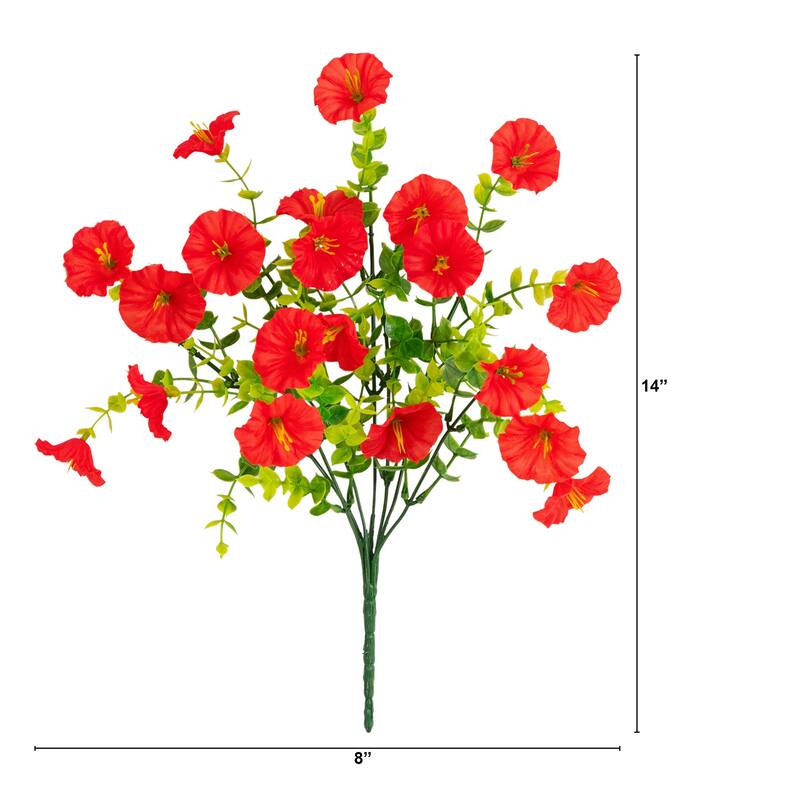 14-in UV Resistant Artificial Morning Glory Bush - Set of 12