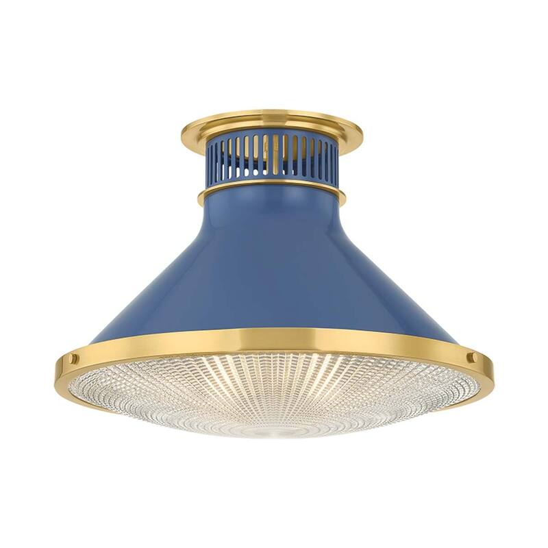 Hudson Valley Lighting MDS2403 Highclere 18" Wide Semi-Flush Ceiling - Aged Brass / Soft French Blue