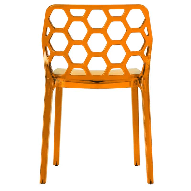 Dynamic Modern Transparent Honeycomb Cut Out Lucite Stackable Dining Chair for Home Dining Rooms Patio Commercial Event Seating