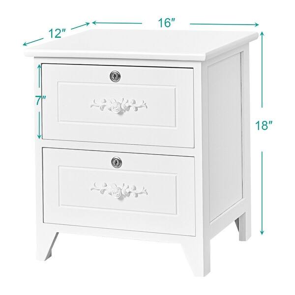 Shop Solid Wood Elegant Storage Nightstand W 2 Locking Drawers