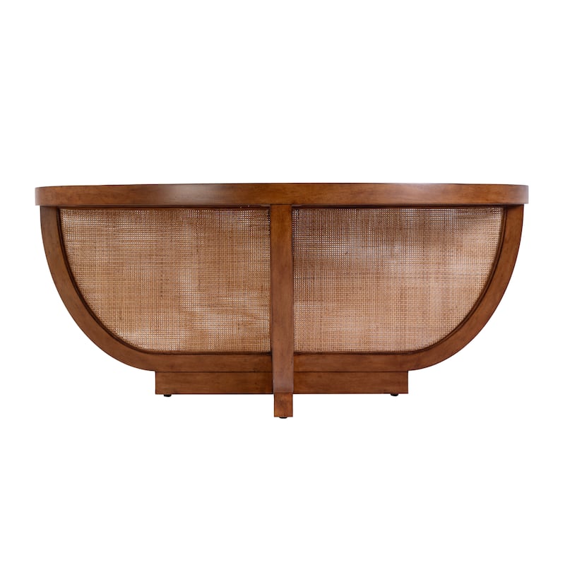 Bali Breeze 42 in. Round Wood and Mesh Woven Coffee Table