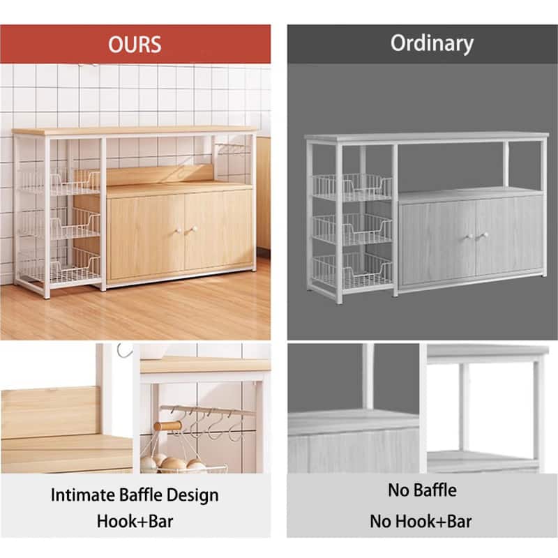 Modern Wooden Kitchen Utility Storage Buffets Shelf with Cabinet
