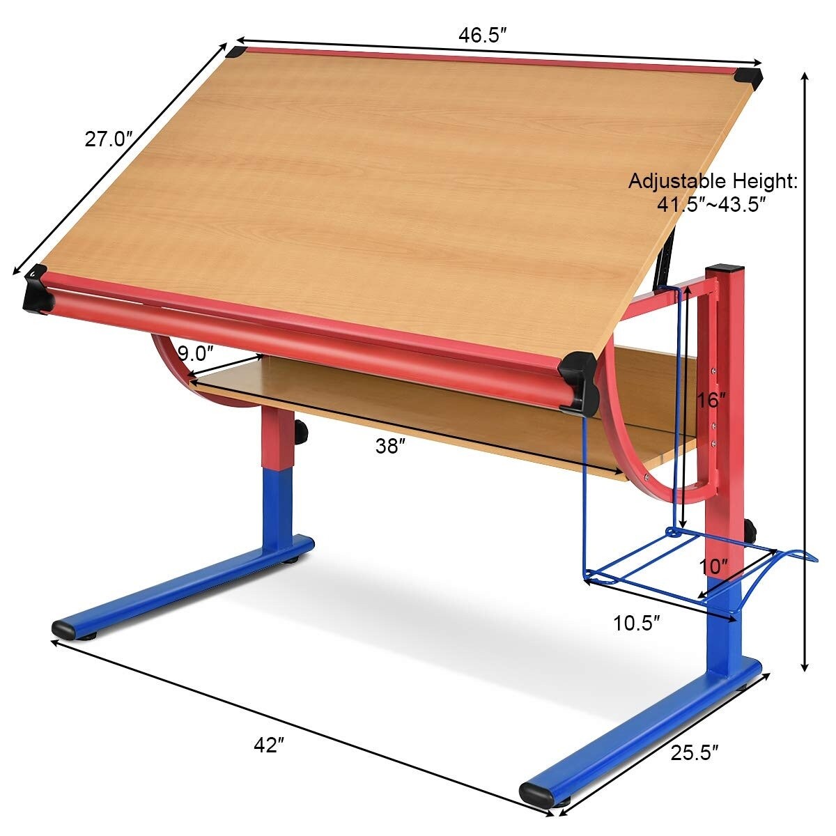 Shop Adjustable Wooden Drafting Table Workstation Drawing Desk