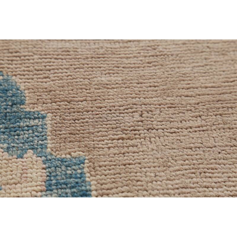 Hand Knotted Oriental 100% Wool Carpet Transitional All-Over Brown Oushak Area Rug - 12' 11'' X 9' 4''