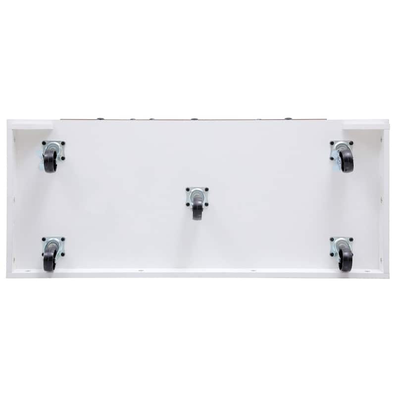 46.5'' Farmhouse Kitchen Island with Drape of Beads, Power Outlet and Internal Iron Shelf