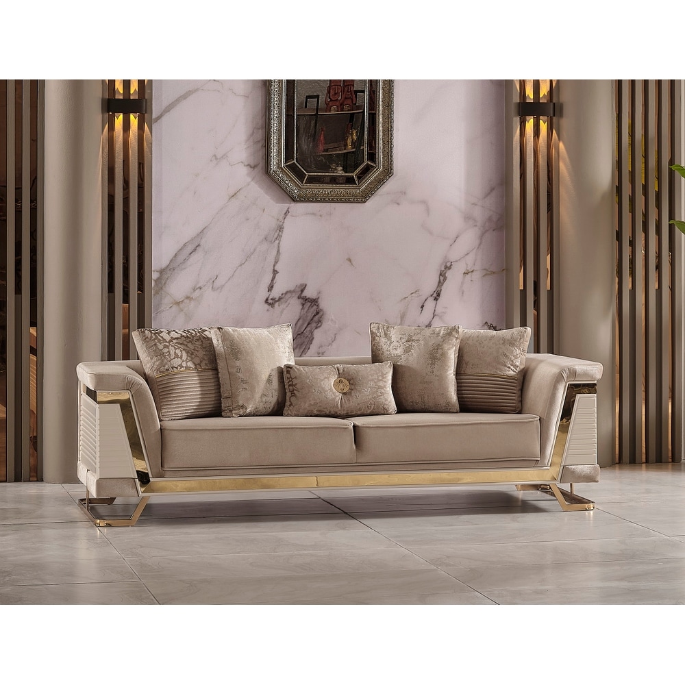 Rizos Modern Living Room Sofa With Metal Gold Leg - On Sale