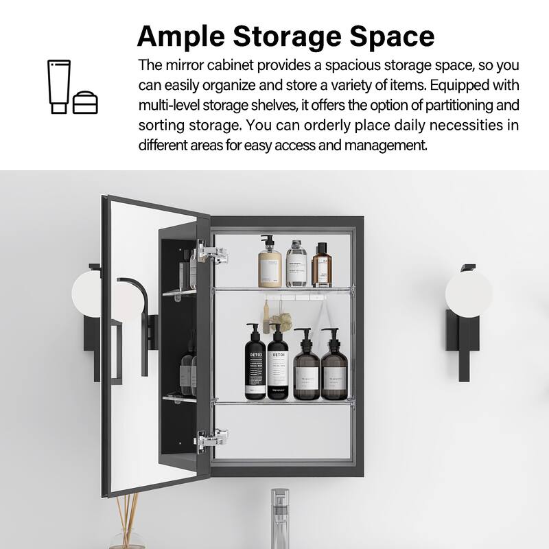 Rectangular Aluminum Medicine Cabinet with Mirror