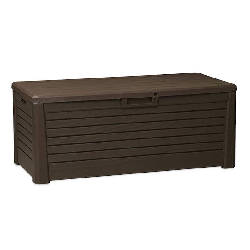 Toomax Florida Heavy Duty 145 Gallon Novel Resin Outdoor Storage Deck Box, Brown - 35