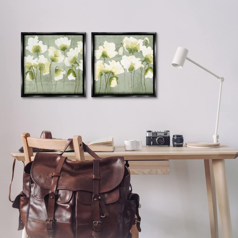 Stupell Charming White Blooms Framed Floater Canvas Wall Art Design By Vanessa Austin (Set of 2)