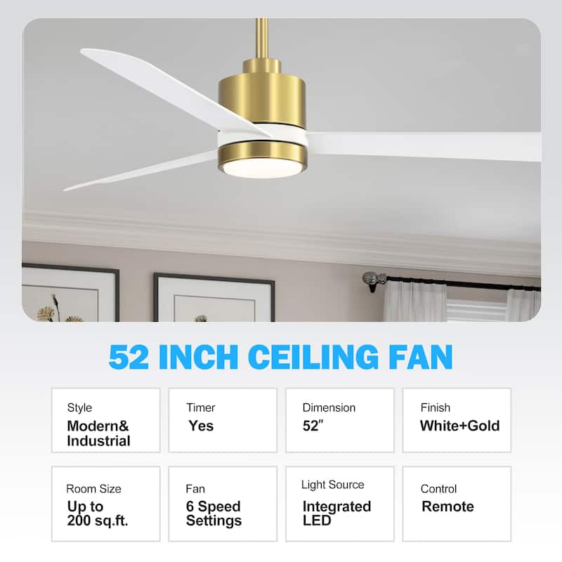 52 in. Integrated LED Indoor Ceiling Fan with Light and Remote Control Included