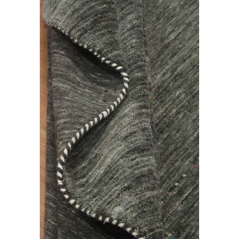 Hand Knotted Oriental 100% Wool Carpet Tribal Animal Pictorial Greys & Charcoal Gabbeh Area Rug - 11' 4'' X 8' 10''