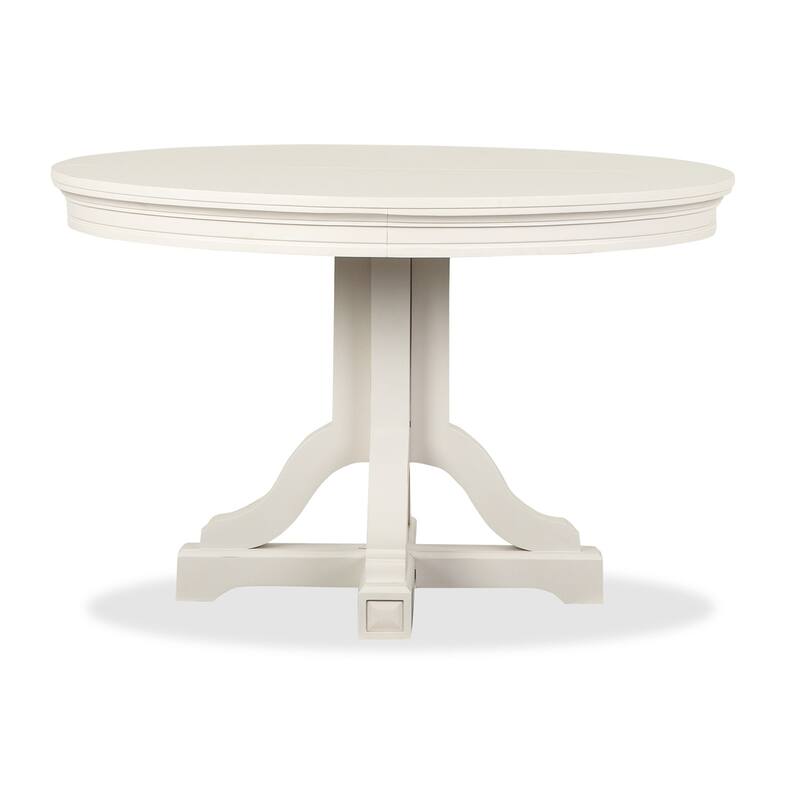 Magnussen Home Willowbrook Egg Shell White Extendable 48" Round Dining Table - 48''W x 48''D x 30''H