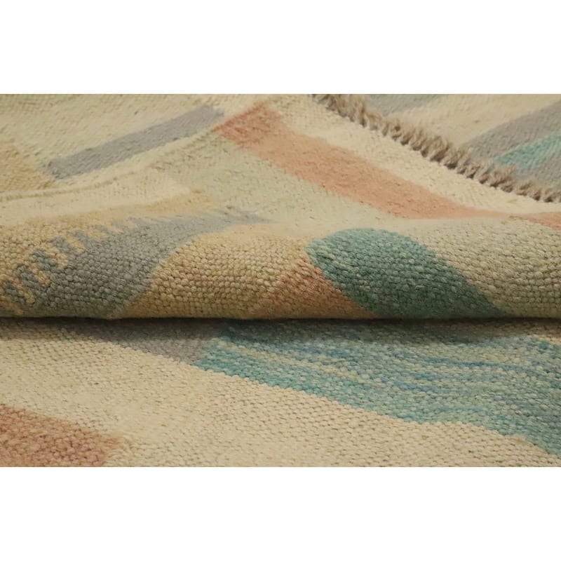 Hand Woven Oriental 100% Wool Carpet Southwestern Modern Multi-Colored Kilim Area Rug - 5' 8'' X 4' 0''