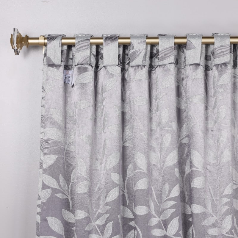 Superior Leaves Machine Washable Room Darkening Curtains with Back Tabs, Set of 2