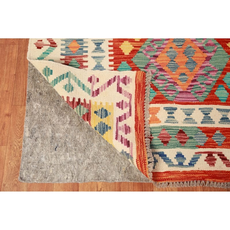 Reversible Kilim Oriental Area Rug Hand-Woven Living Room Wool Carpet - 9'10"x 13'0"