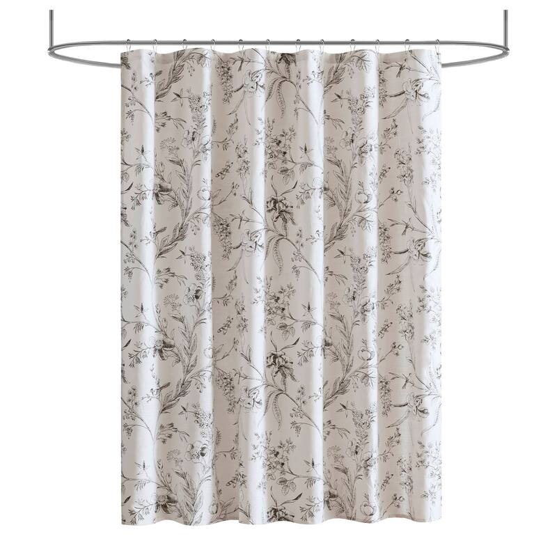 Laura Ashley Branch Toile Shower Curtain - Slub 160gsm