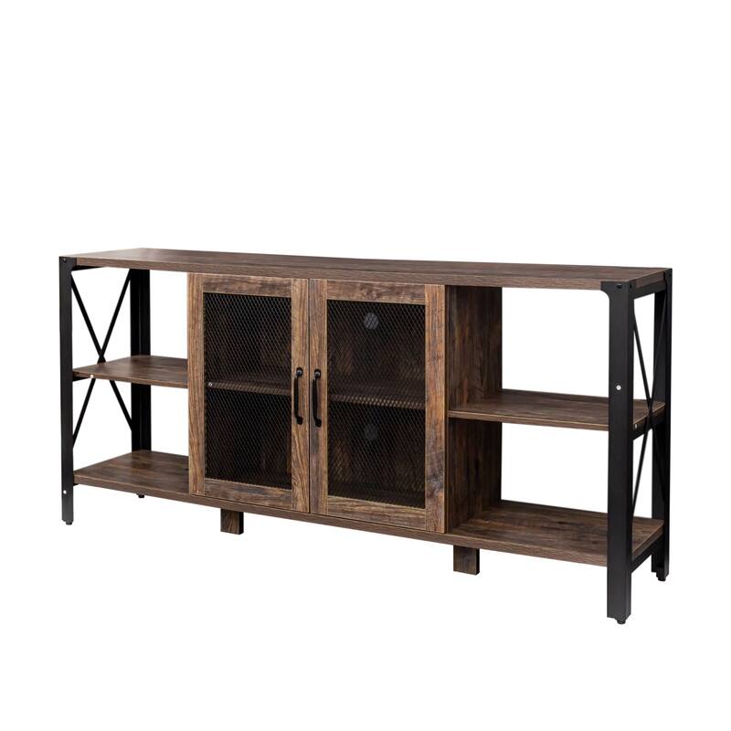 GDF Studio - Aishley Industrial Farmhouse 70.87" Wide TV Stand with Metal Frame and Open Storage Shelves