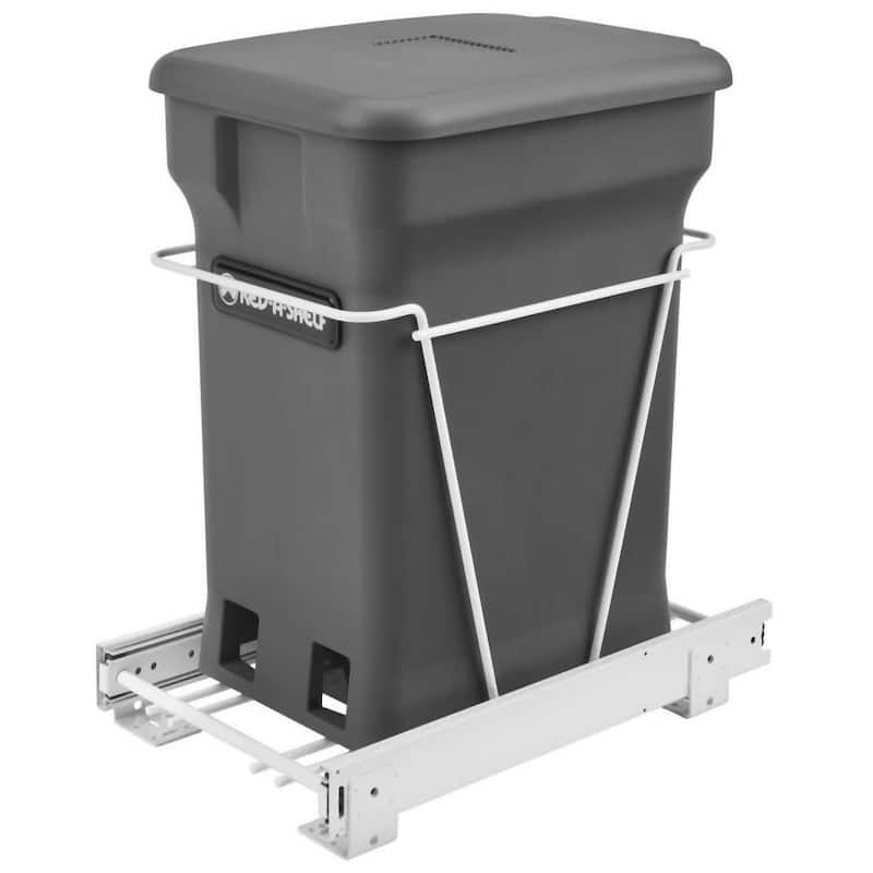 Rev-A-Shelf RV Series Bottom Mount Single Bin Trash Can - 24 Quart - Orion Gray