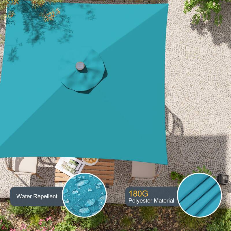 LIVOOSUN 6.5×6.5FT LED Square Patio Umbrella with UPF50+, Tilt Function, and Wind-Resistant Design——Experience Outdoor Comfort