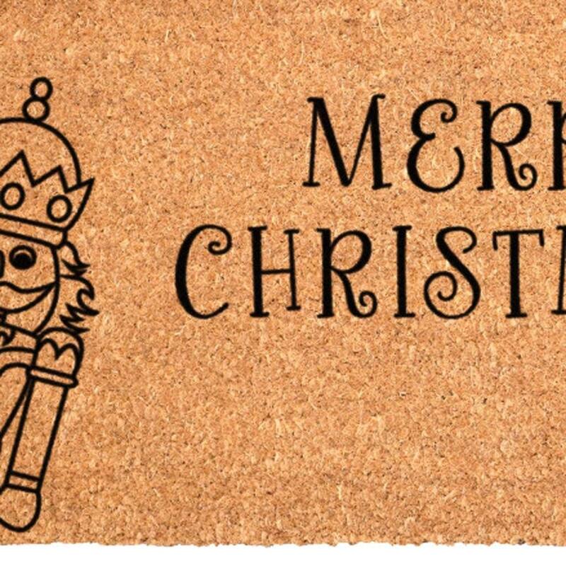 HomeRoots 17" X 29" Brown And Black Christmas Merry Christmas Outdoor Coir Door Mat - 17.00' X '29.00