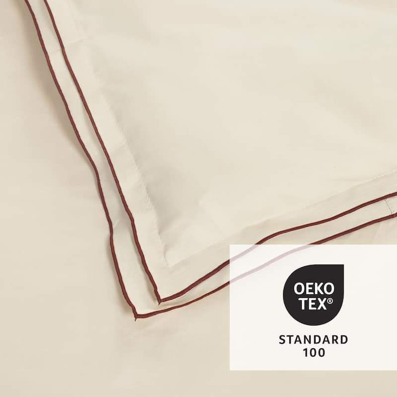 Lush Decor Hampton Double Flange Embroidered Contrast Edge Duvet Cover 3 Pieces Set