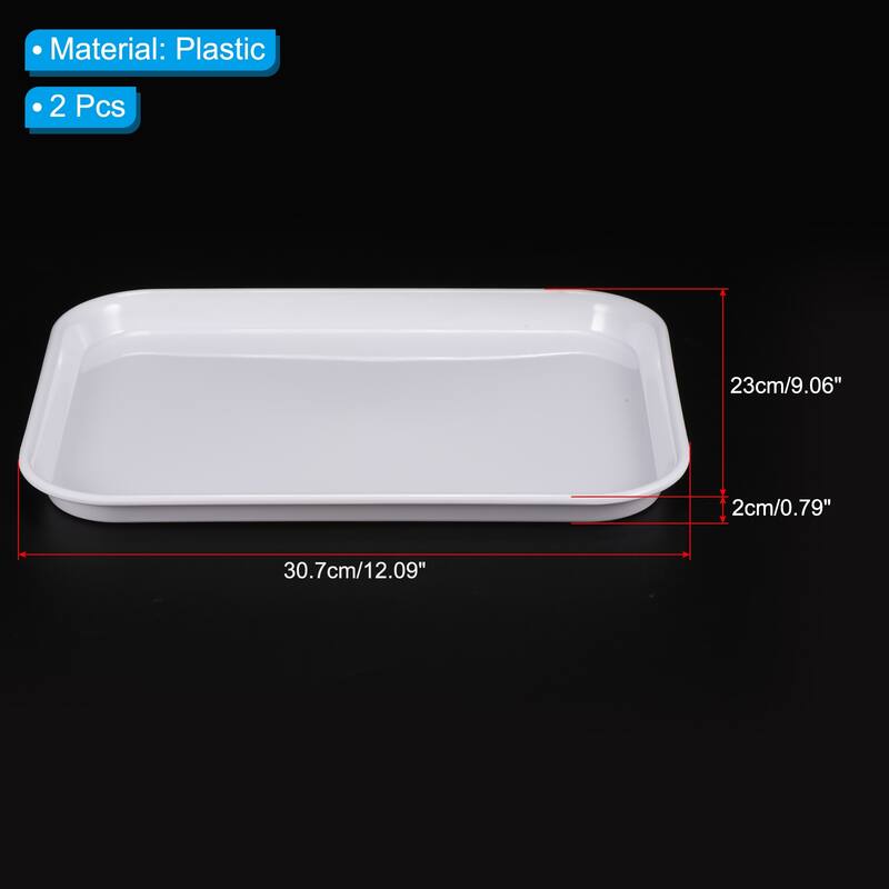 Fast Food Tray, 2 Pack Plastic Serving Tray Reusable Rectangle Tray - White - 12.1x9.1"