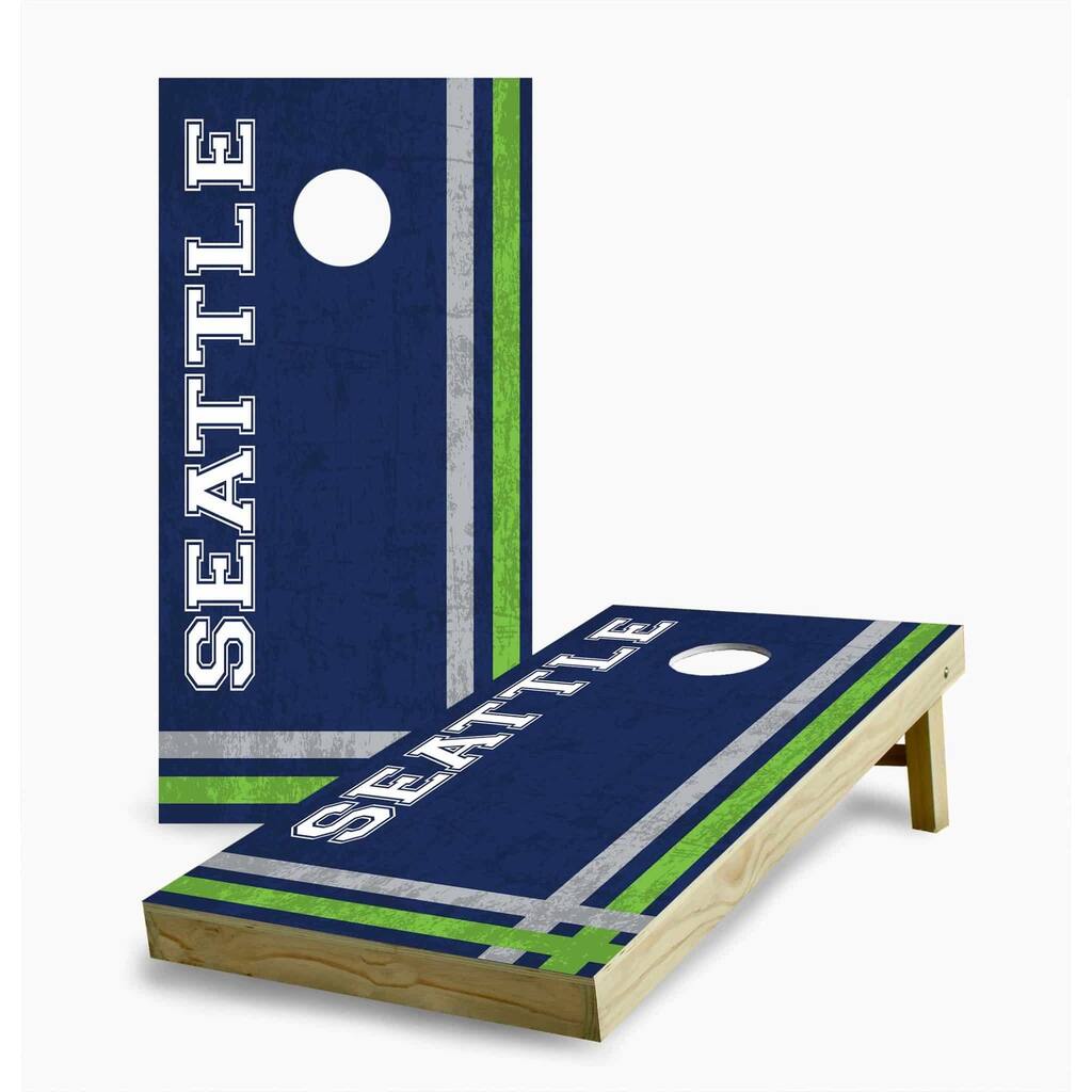Seattle Seahawks Multi Stripe Cornhole Game (Choose Wraps or Boards)
