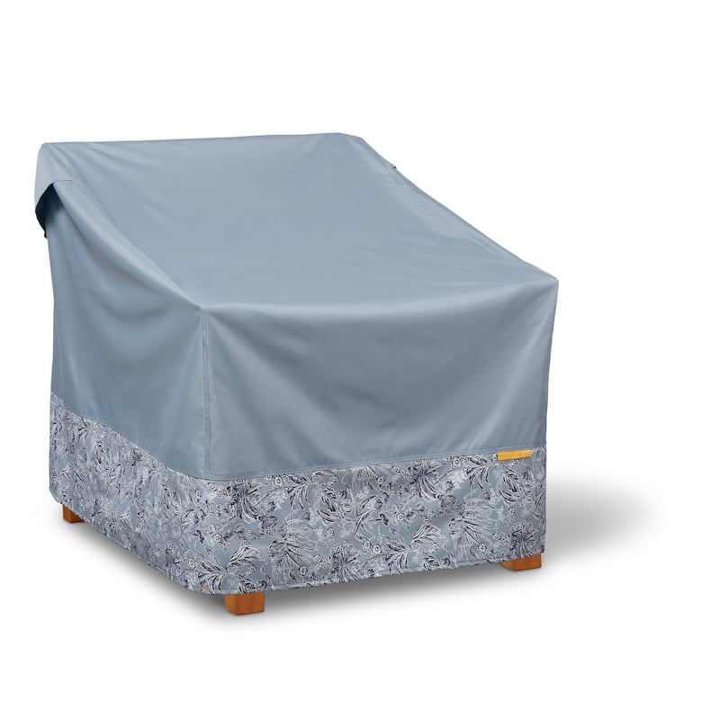 Vera Bradley by Classic Accessories Water-Resistant Lounge Patio Chair Cover, 30 x 35 x 32 Inch, Rain Forest Toile Gray