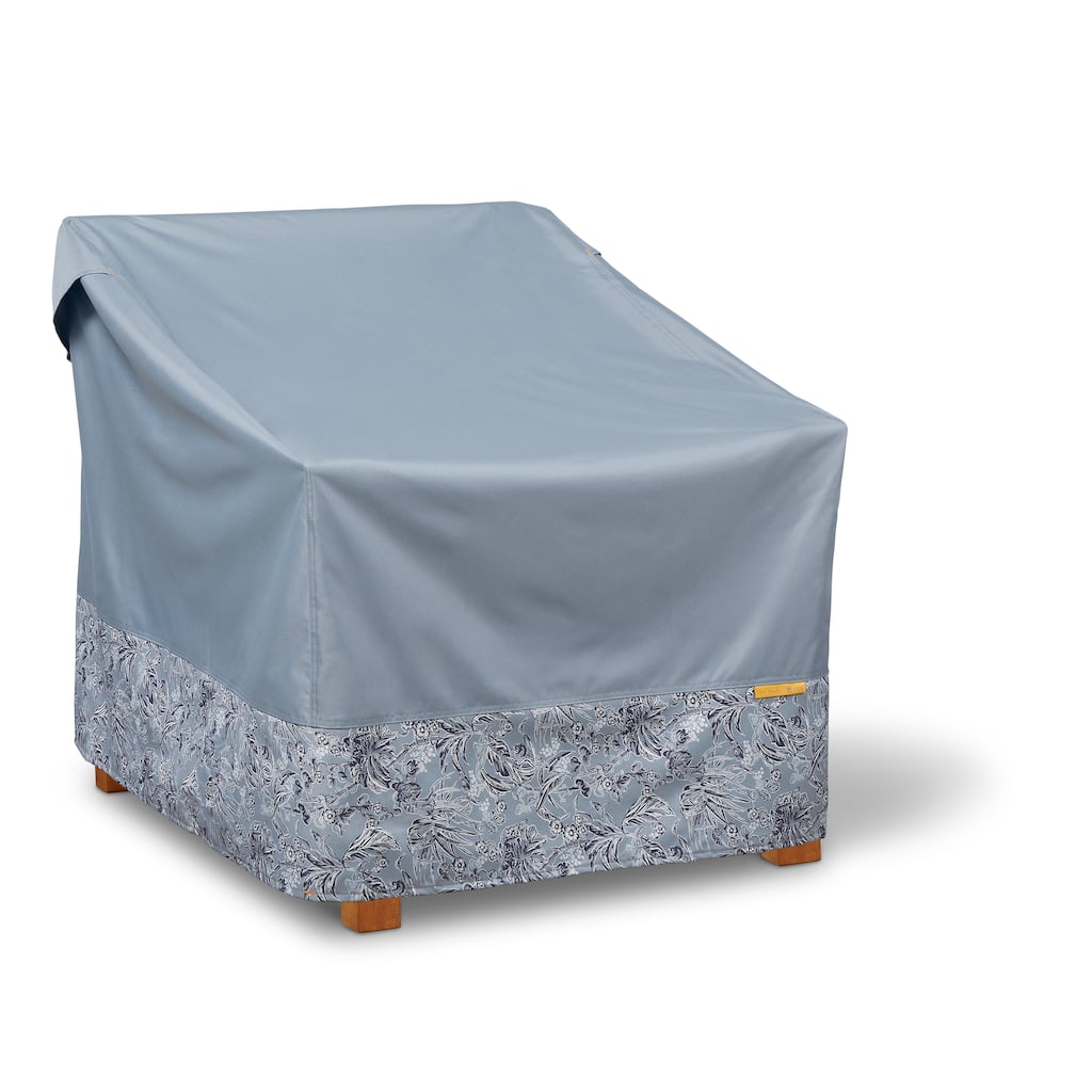 Vera Bradley by Classic Accessories Water-Resistant Lounge Patio Chair Cover, 30 x 35 x 32 Inch, Rain Forest Toile Gray