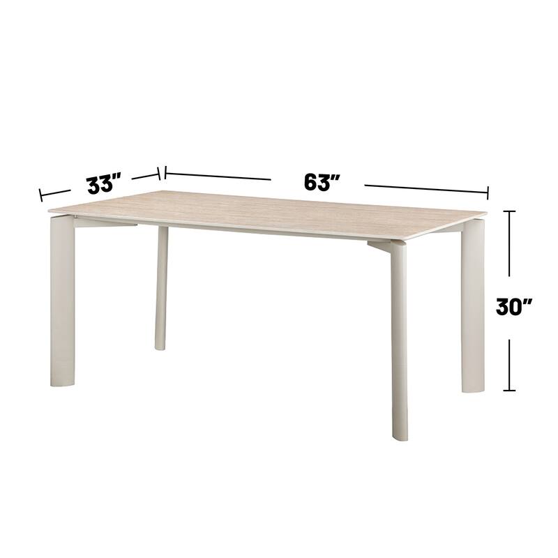 Rectangular Dining Table with Sintered Stone Top in Light Gray Finish - Light Gray