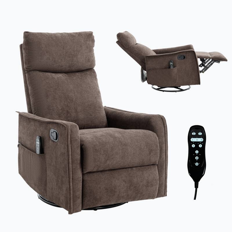 Roomfitters Swivel Rocker Recliner Chair, Manual Fabric Massage Armchair with Heat and 360-Degree Motion, Living Room
